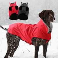 winter warm dog clothes waterproof thick dog jacket coat reflective elastic dog clothing red black for medium large dogs