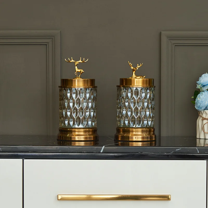 Скандинавская позолоченная стеклянная банка с оленем бутылка для хранения