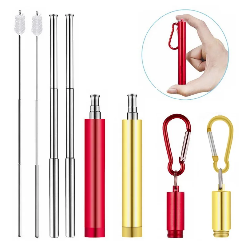 2 packs stlye F Телескопическая из нержавеющей стали питьевой соломы портативный соломинки для путешествий многоразовый складной стакан соломы с щеткой Бар инструменты - Цвет: 2 packs stlye F