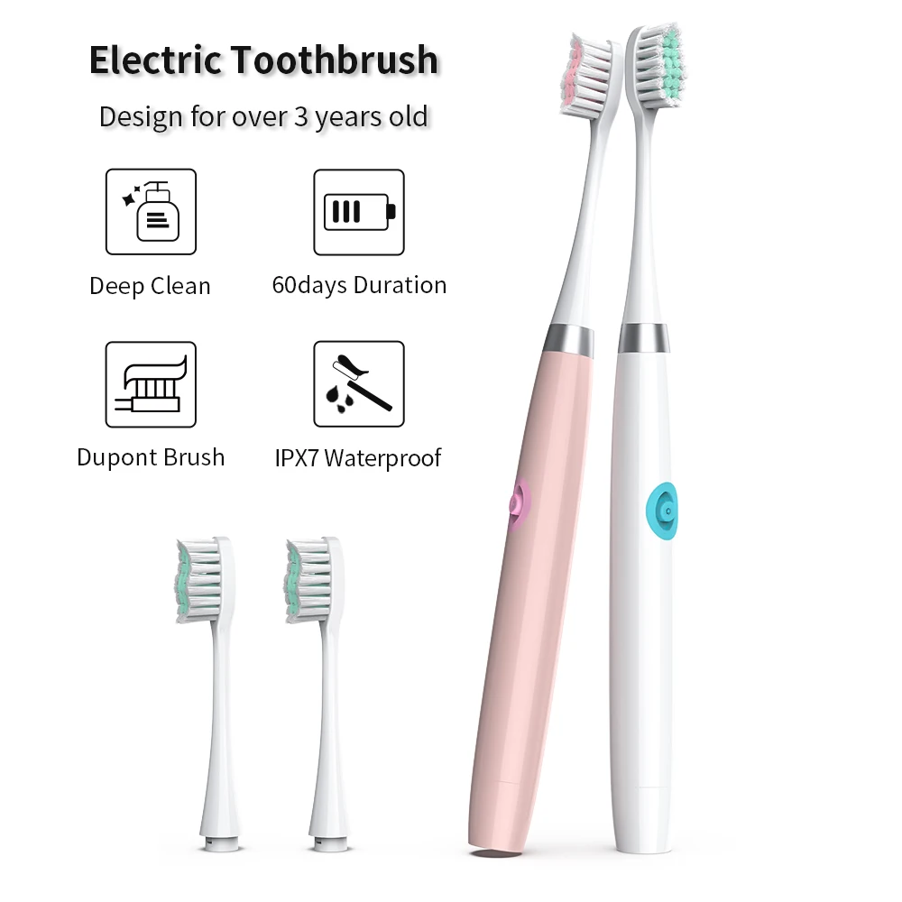 Электрическая зубная щетка с 3 головками на батарейках гигиена полости рта не