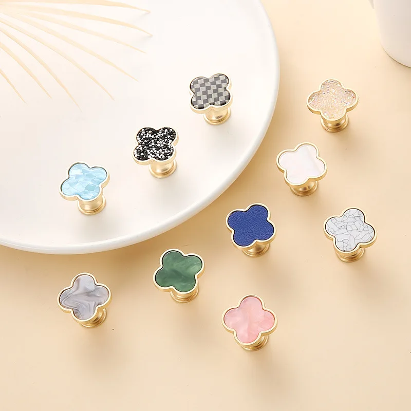 four leaf clover furniture handles single hole cabinet knobs bathroom kitchen wall hanging hook furniture knob drawer pulls free global shipping