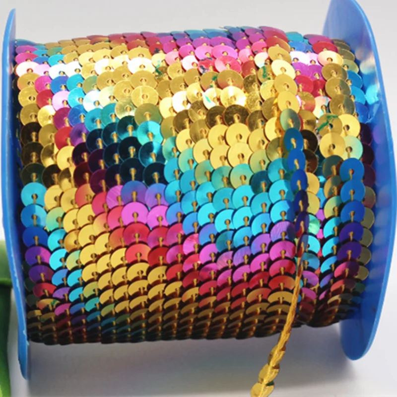 LNHOME 100 Yards/Roll 6mm Flat Sequins Roll Assorted Colors Sequins Roll Trim Confetti Bags/Shoes/Clothing Sewing Sequins