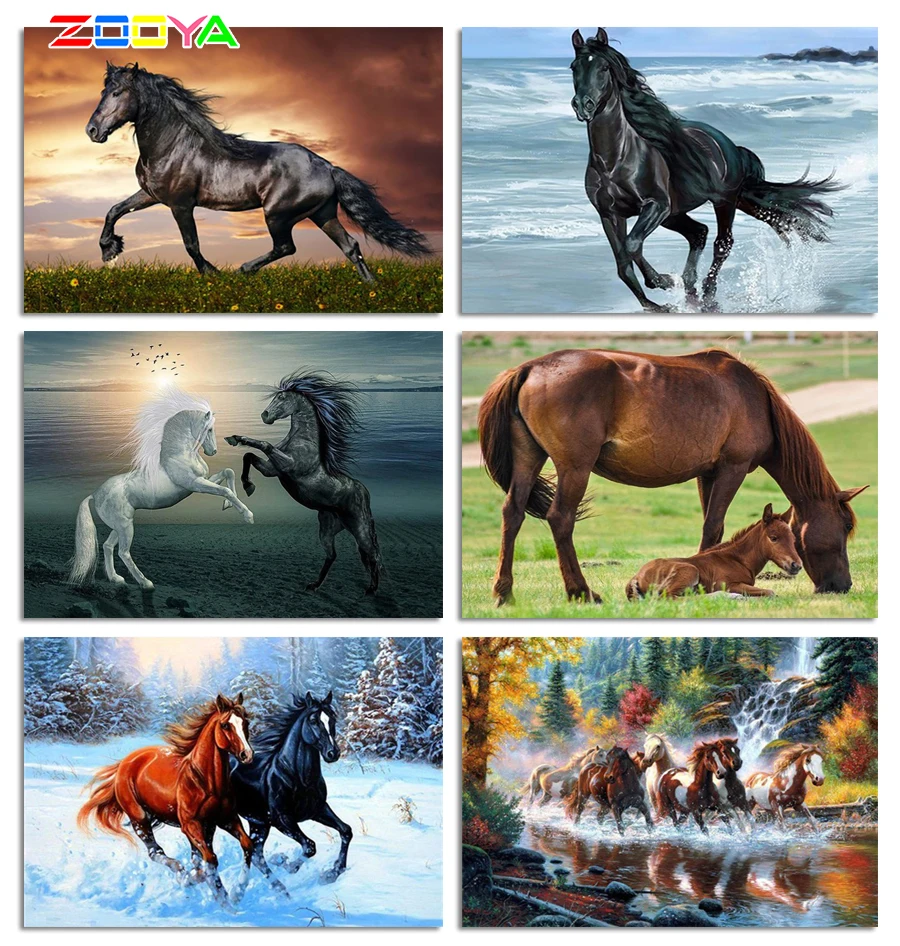 Алмазная 5D живопись сделай сам вышивка с изображением коричневой лошади бега