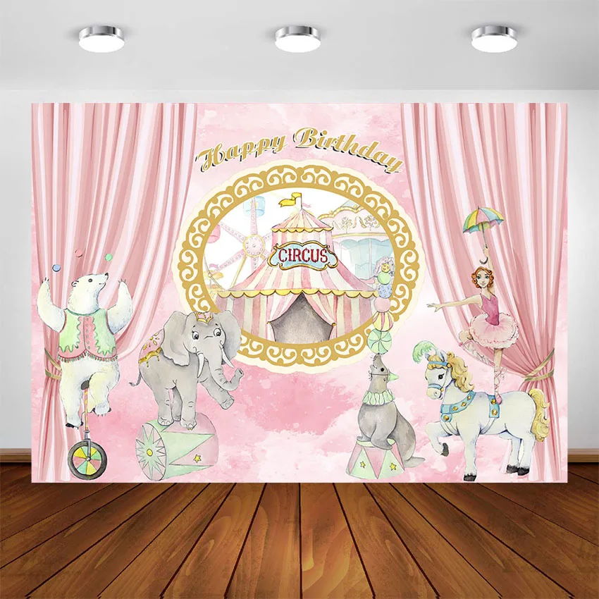 

Цирк день рождения фон для фотографии розовая палатка девушка принцесса Декор баннер фон для фотостудии фотосессия