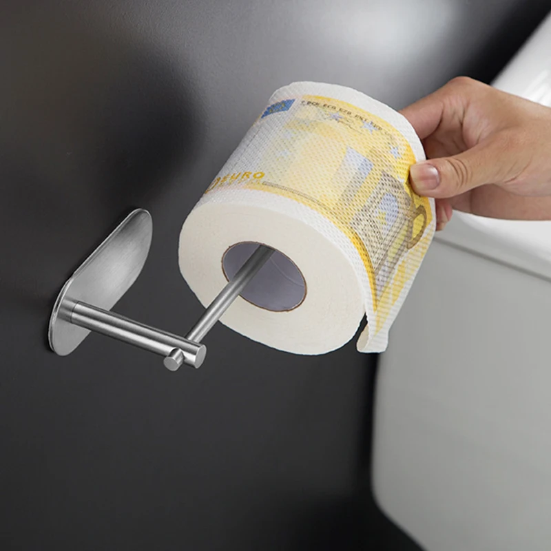 

Adhesive Toilet Paper Holder Self Adhesive Toilet Roll Holder for Bathroom Kitchen Stick on Wall Stainless Steel Brushed