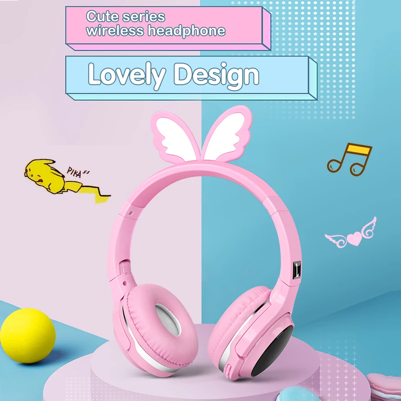 Детские Bluetooth-наушники Pikachu беспроводные наушники с шейным ободом мультяшная