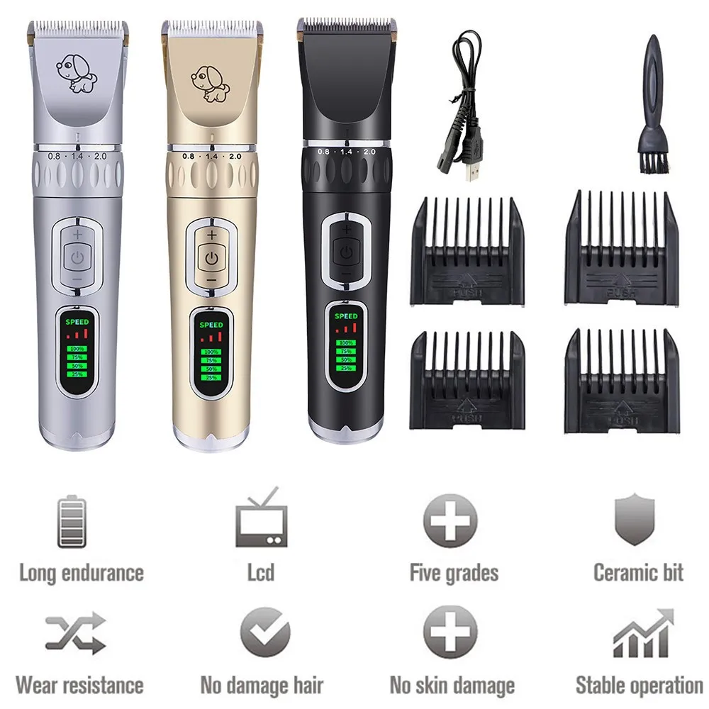 

Professional Pet Dog Hair Trimmer Animal Grooming Clippers LCD USB Charging Low Noise Pet Dog Clipper Electric Scissor Clipper