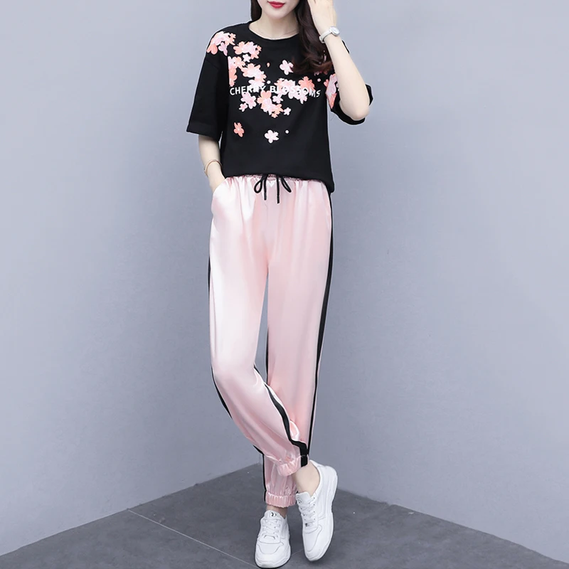 Комплект из двух предметов женская одежда 2020 летний спортивный костюм большого