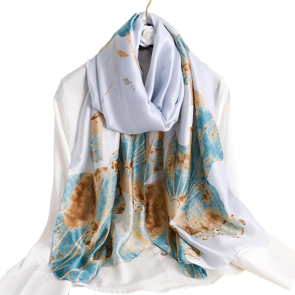 

New Designer Scarf Women 180*90 Summer Sunscreen Silk Scarves Foulard En Soie All-match Shawl Bandana Wholesale Hijab