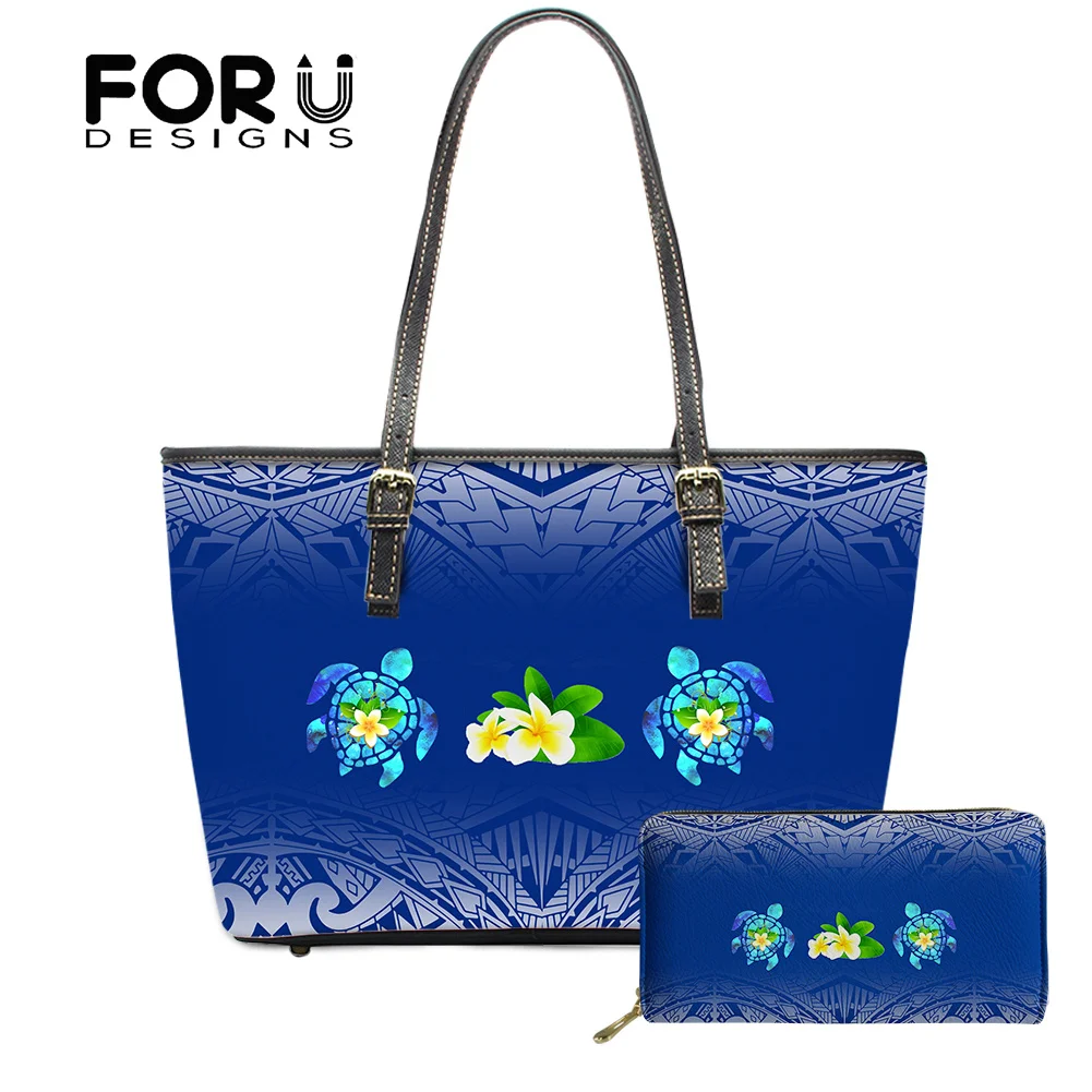 

FORUDESIGN Shoulder Bag For Women Hawaiian Sea Turtle Tropical Polynesian Tribal Plumeria Design Female Brand Pu Handbags