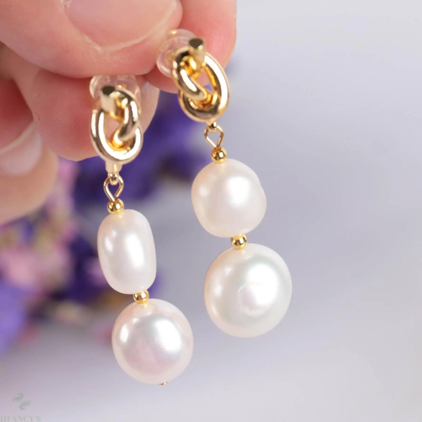 10-11 мм естественный белый барокко жемчужные серьги 18k для женщин ювелирные