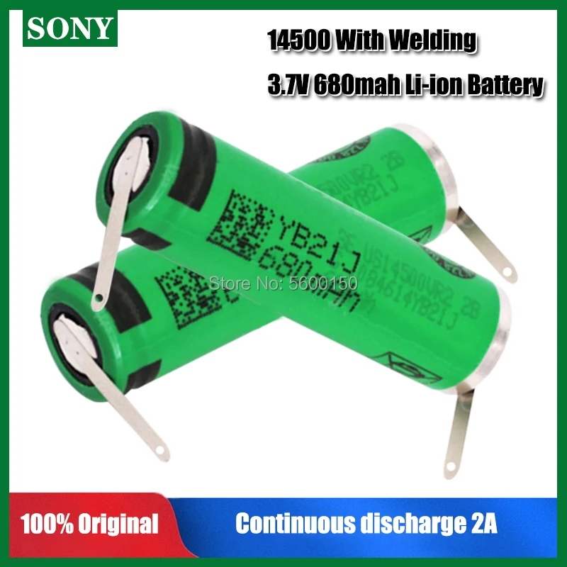 Высокоемкая перезаряжаемая литий ионная батарея SONY 14500 3 7 в 680 мАч с сваркой для
