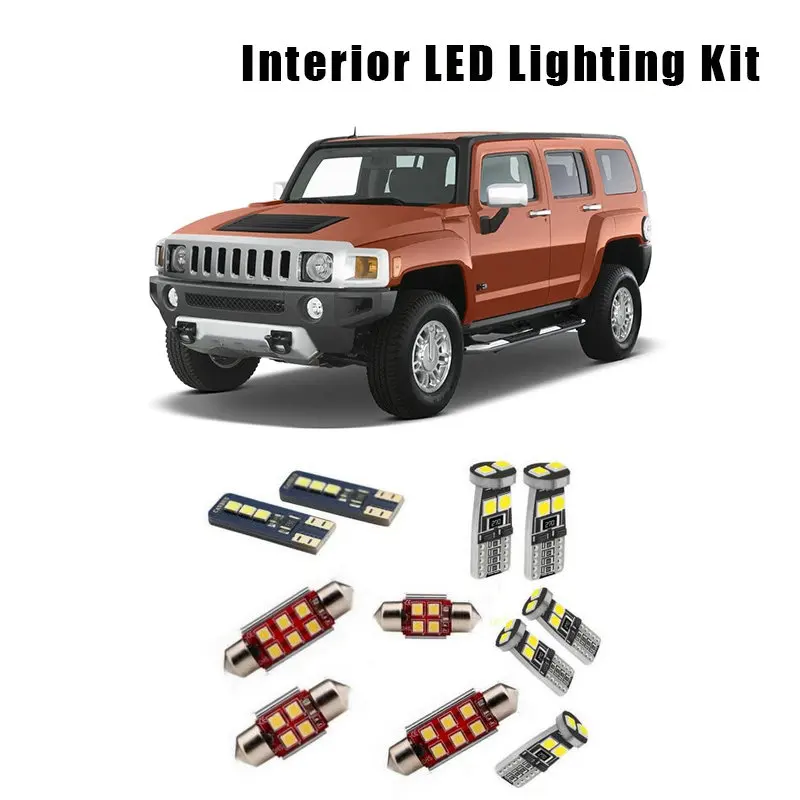 

For 2006 2007 2008 2009 2010 Hummer H3 13pcs White Error Free LED Interior Light Reading Bulbs Kit Fit Dome Door License Lamp