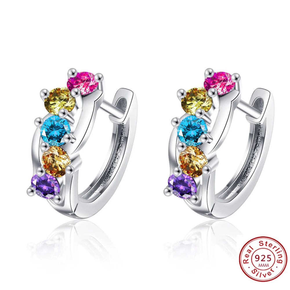 

Small Hoop Earrings 925 Sterling Silver Circle Round Huggie Hoop Earrings for Women Colorful Cz Fashion Simple Brincos De Prata