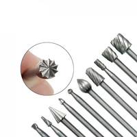 10pcs 18 hss routing router drill bits set dremel carbide rotary burrs tools wood stone metal root carving milling cutter