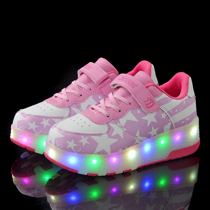 

Roller Skate Shoes for Kids Adults LED Lighted Wheels Sneakers with Double Wheels Children Glowing Roller Sneakers