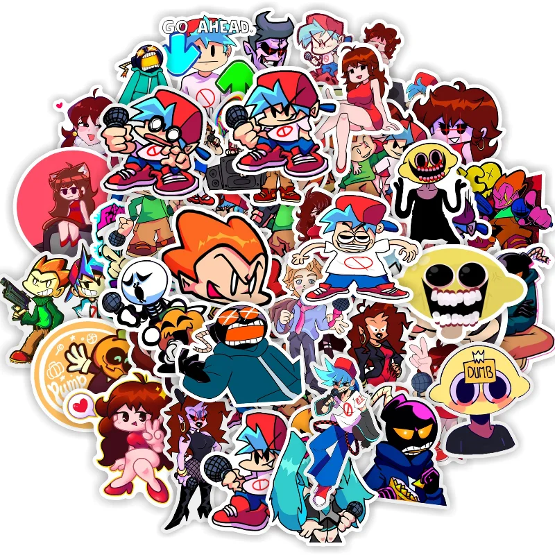

50 Pcs/Set Graffiti Friday Night Funkin Game Sticker Laptop Water Cup Luggage Stationery Car Sticker Backpack Skating Sticker