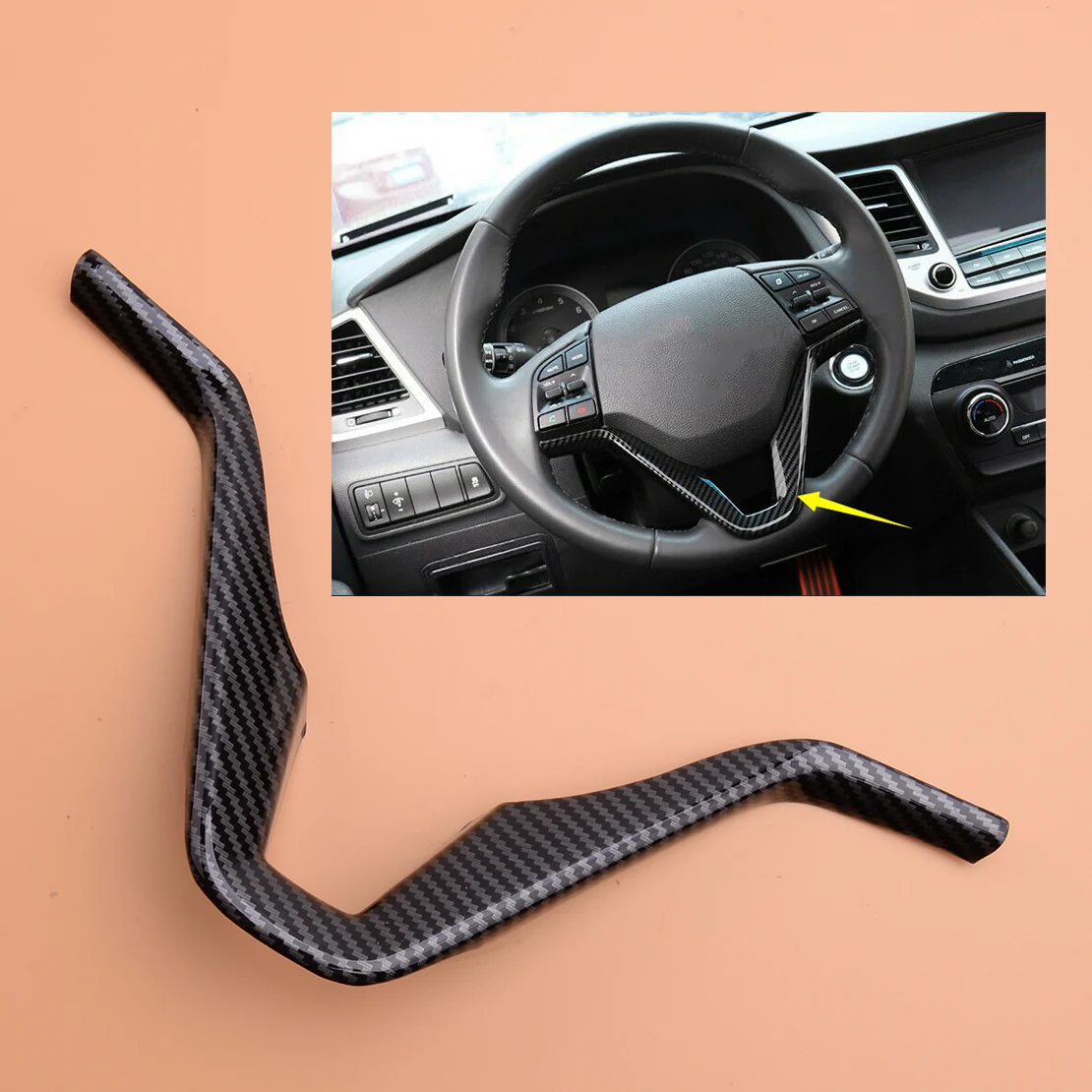 

Carbon Fiber Style Steering Wheel Cover Trim Interior Mouldings Strip Decoration fit for Hyundai Tucson 2016 2017 2018 2019 2020