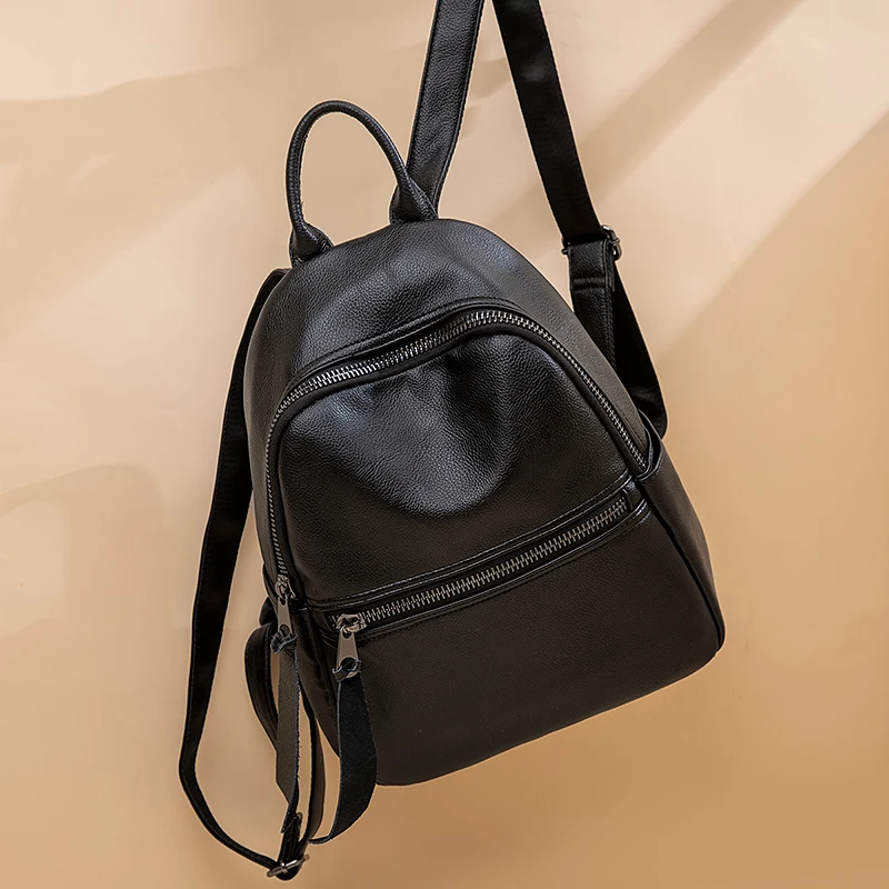 

Cowhide backpack women's 2021 new Korean simple leather large capacity versatile fashion schoolbag light travel bag