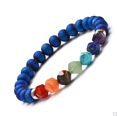 Натуральный камень огранки лица Энергии Кристалл Браслет Йога 7 Чакра улыбка