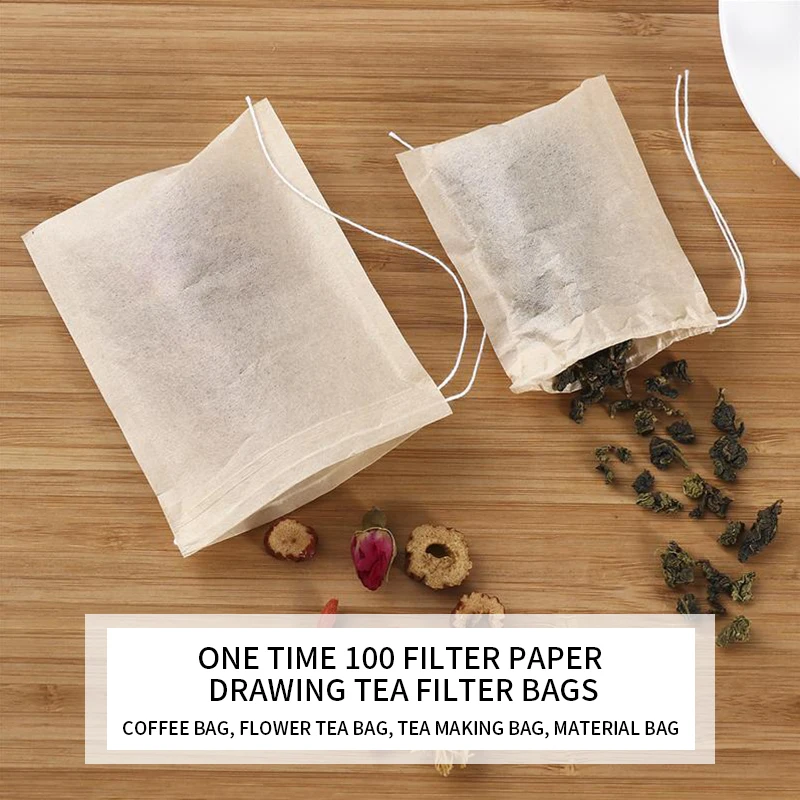 200 шт. 6x8 см чайные пакетики пустые для ароматизированного чая с затягивающим