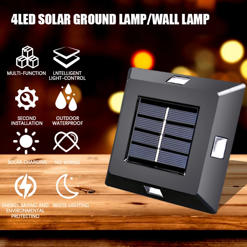 

4LED Solar Energy Lamps Outdoor Solar Wall Light for Garden water proof Decoration Landscape Fence Stair Lighting Lawn Lamp