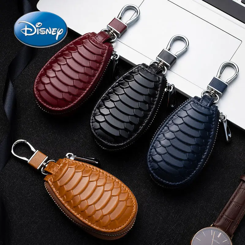 

Disney Leather High-end Car Key Universal Bag Multifunctional Keychain Protective Cover Car Accessories Suitable for Men Women