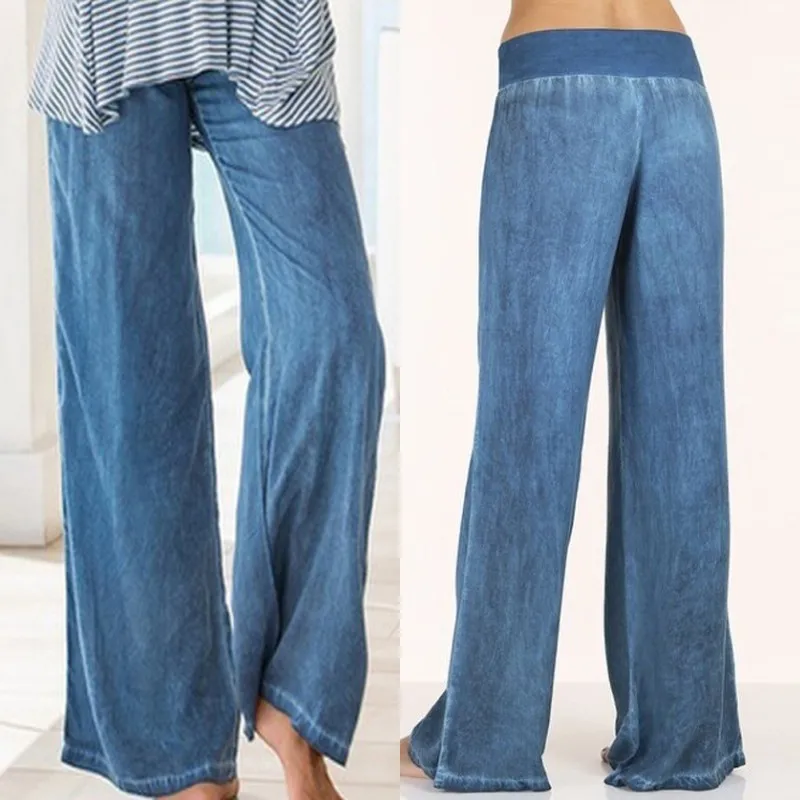 Large Size Women's Casual Pants Thin Jeans Loose Wide Leg Pants Trousers Plus Size 3XL 4XL 5XL