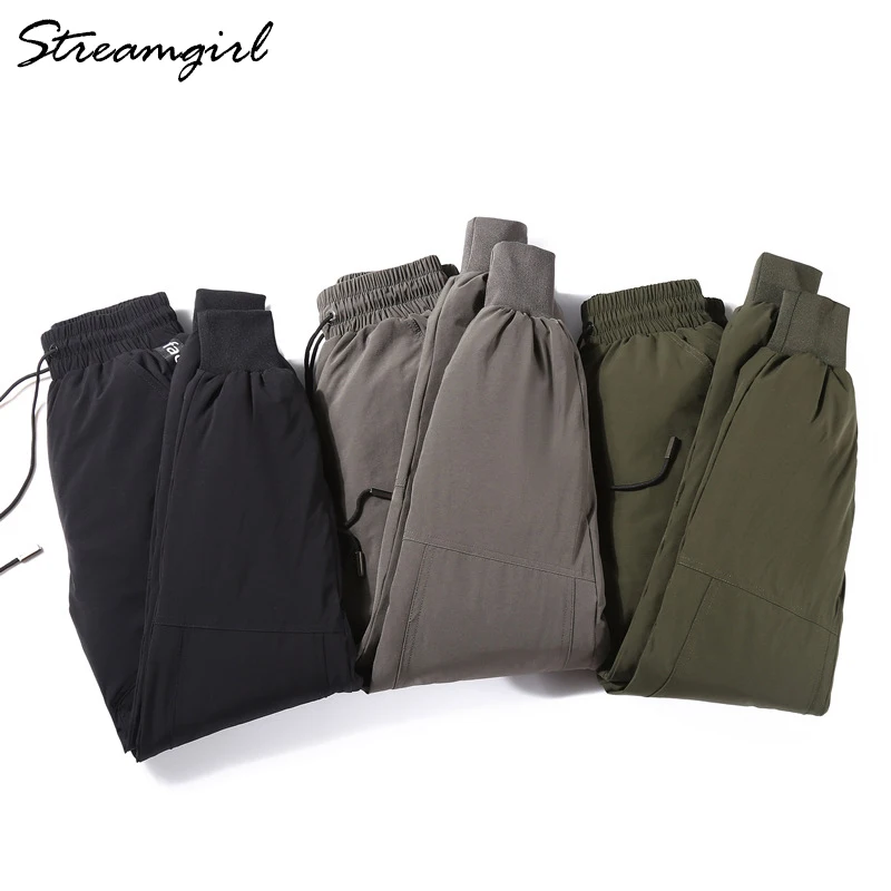 Теплые зимние женские брюки больших размеров 4XL с высокой талией черные