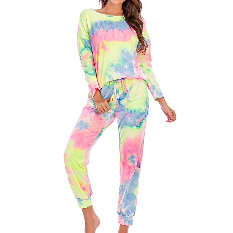 Gradient Tie Dye Sweatsuit Set Long Sleeve Tops Drawstring Jogger Pants Tracksuit Loungewear |
