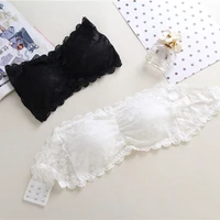 tube top sexy gathered lace wrapped chest strapless solid color embroidered womens intimates