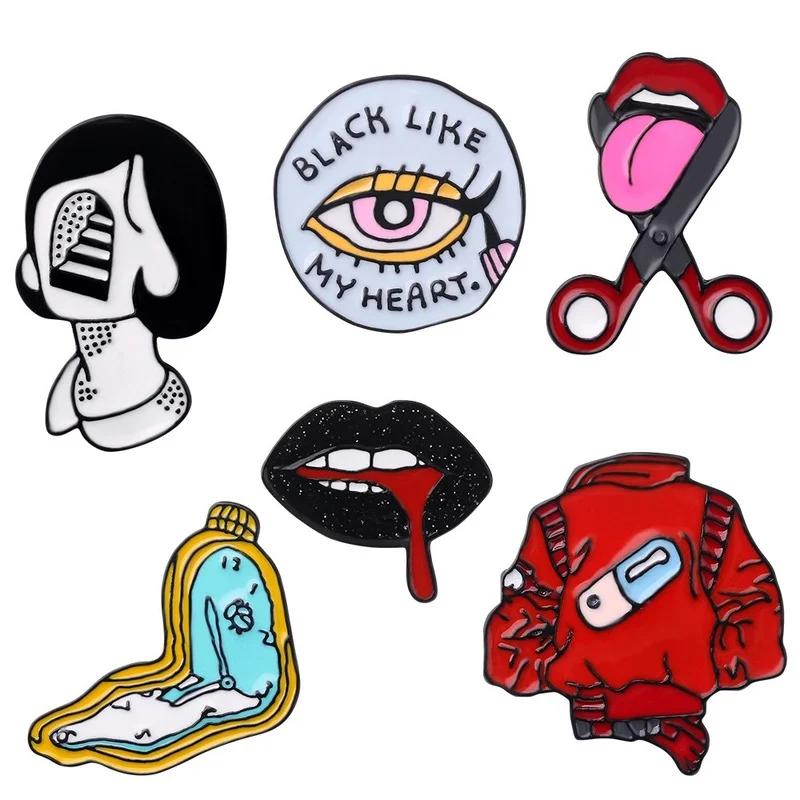 Подводка для глаз язычок губы эмалированные булавки витые часы женская