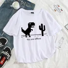 Женская футболка с круглым вырезом и принтом динозавра, летняя повседневная футболка с коротким рукавом, большие размеры, 2021