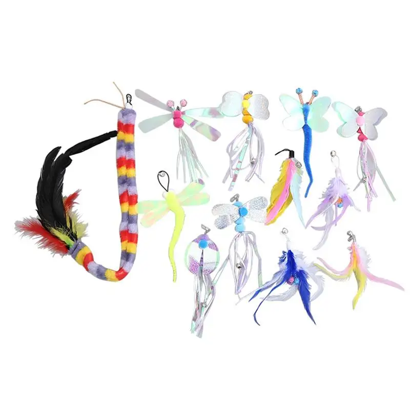 

5 PCS Replacement Cat Wand Toy Refills Interactive Cats Teasing Playing Toy With Bell Funny Kitten Feather Toys Cat Accessories