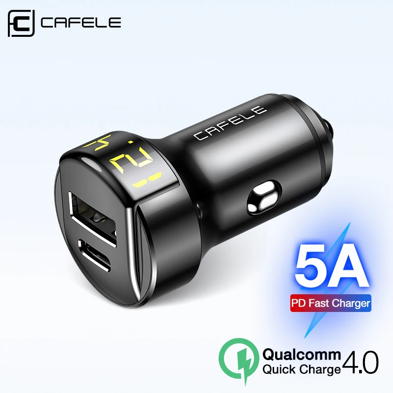 Автомобильное зарядное устройство Cafele USB Quick Charge 4 0 3 для iPhone Xiaomi Huawei QC4.0 QC3.0