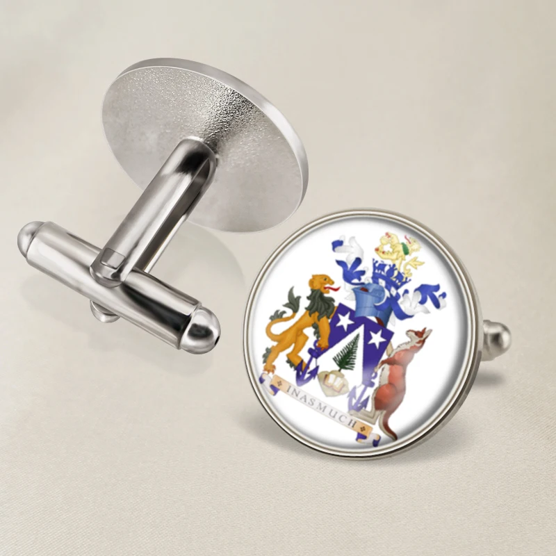Запонки герб острова Норфолк с флагом и государственной эмблемой|Зажимы для