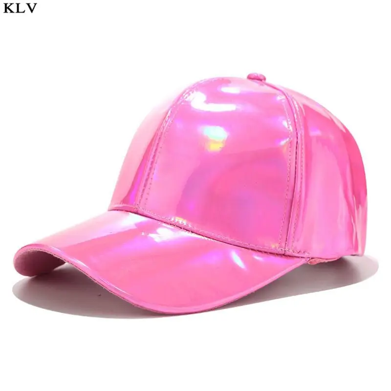 Женская и мужская бейсбольная Кепка из искусственной кожи блестящая