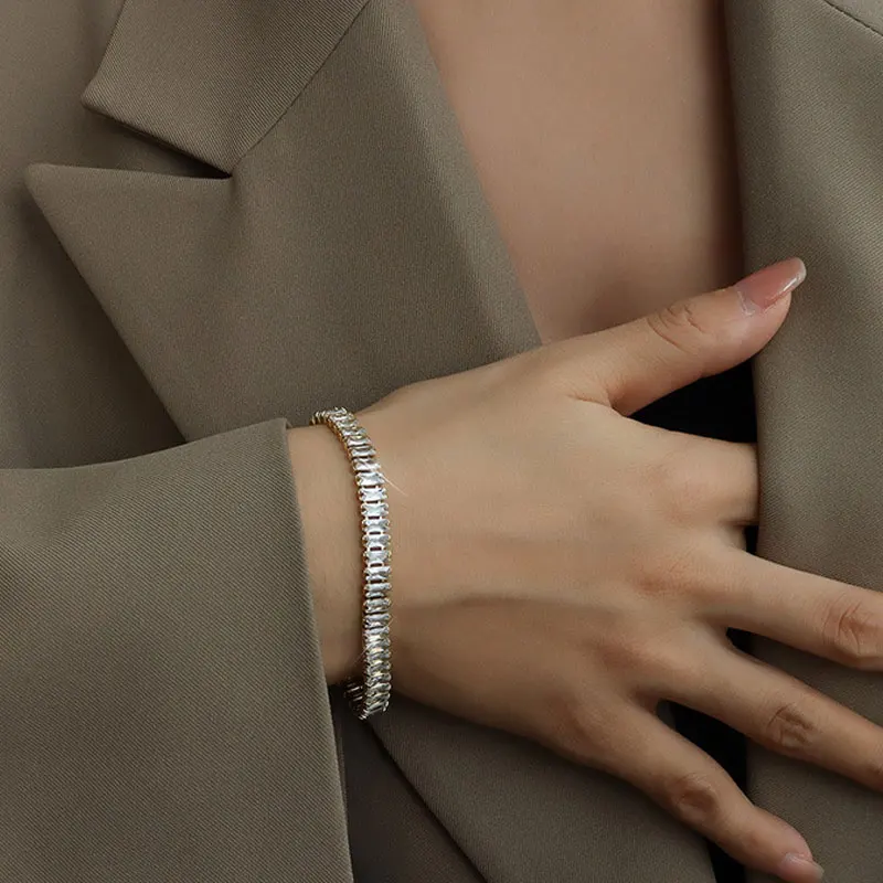 Женский браслет из нержавеющей стали с кристаллами золотая цепочка соединением