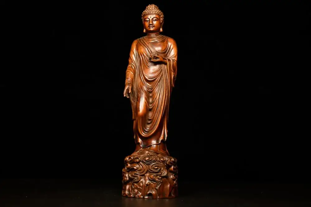 

8" China Lucky Seikos Boxwood Shakyamuni Buddha Statue Buddha statue Amitabha Buddha Statue