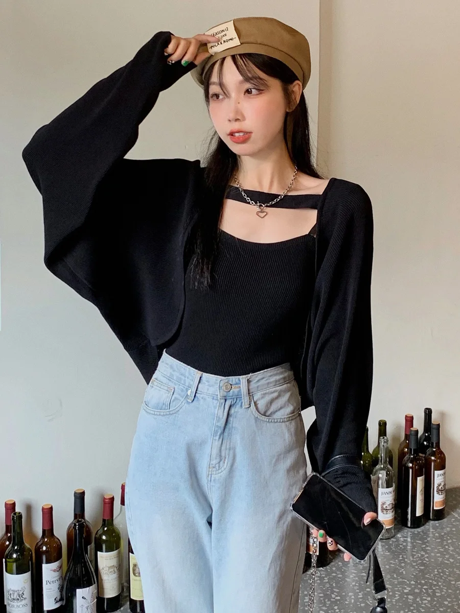 Женский комплект с юбкой Осенний вязаный кардиган толстым мм большого размера