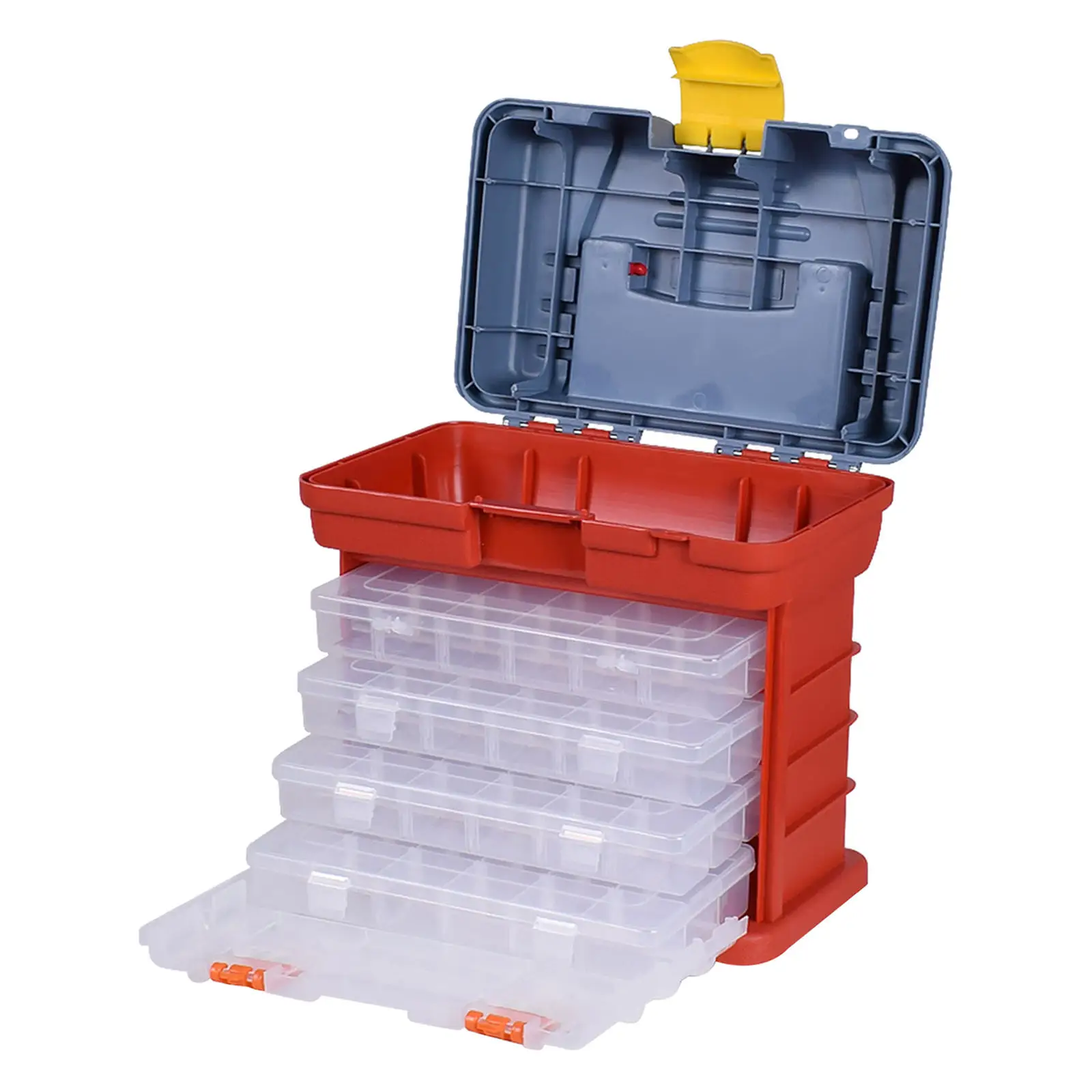 

Ящик для инструментов с фиксирующей ручкой, 4-слойный Регулируемый разделитель, органайзер, съемный пластиковый комплект, шкаф для хранения...