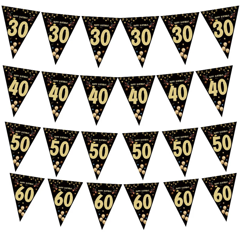 

Happy Birthday Banner 30 40 50 60 Year Bunting Garland 30th 40th 50th Birthday Party Decoration Adult Party Backdrop Anniversary