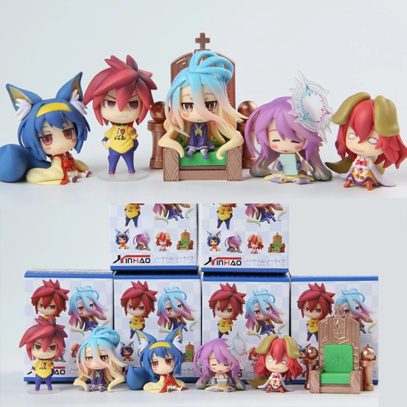 Аниме 6 шт./компл. экшн-фигурка из ПВХ NO GAME LIFE Shiro Sora Jibril Hatsuse изнуна Стив версия Q см