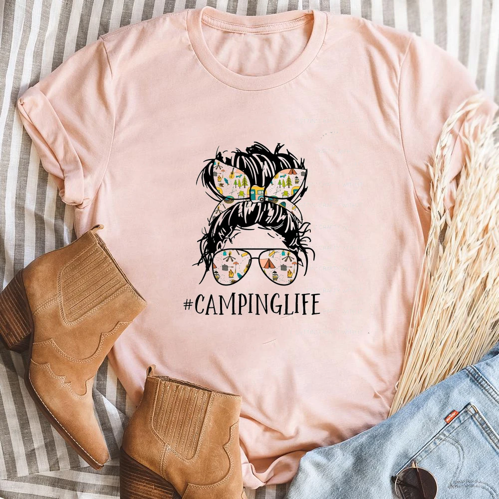 Женская футболка для отдыха на природе Повседневная Классическая с