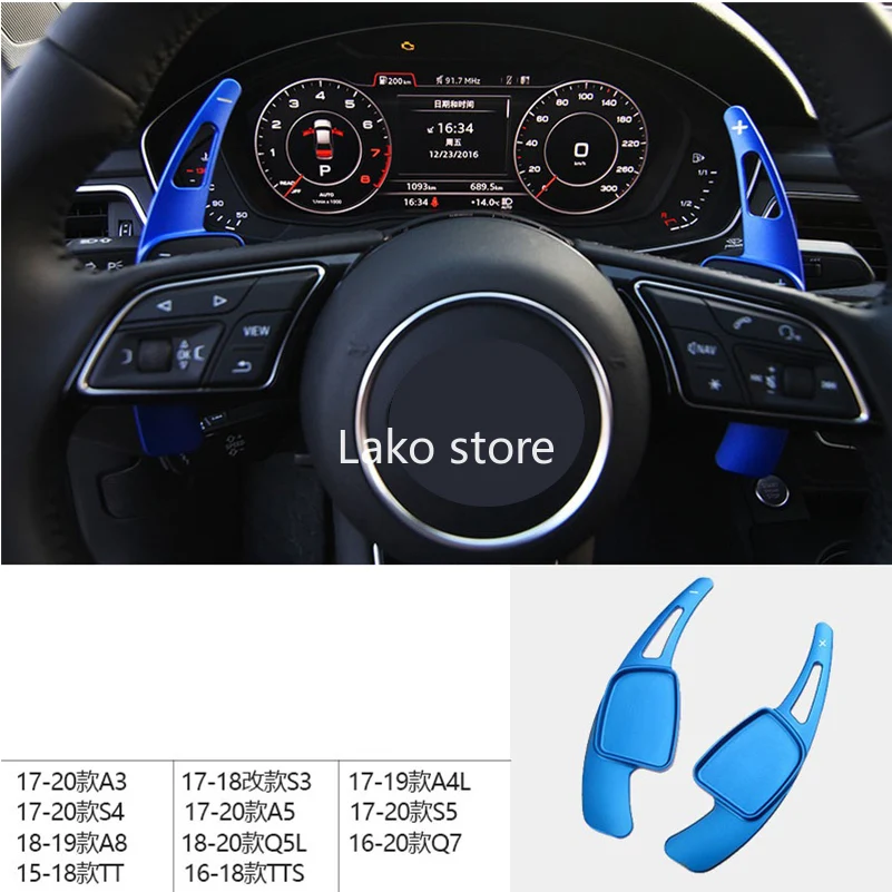 

2Pcs Aluminium Alloy Car Steering Wheel Shift Paddle Shifter for Audi A3 A4L A5 A8 Q5L Q7 S3 S4 S5 TT TTS 2015-2020 Blue
