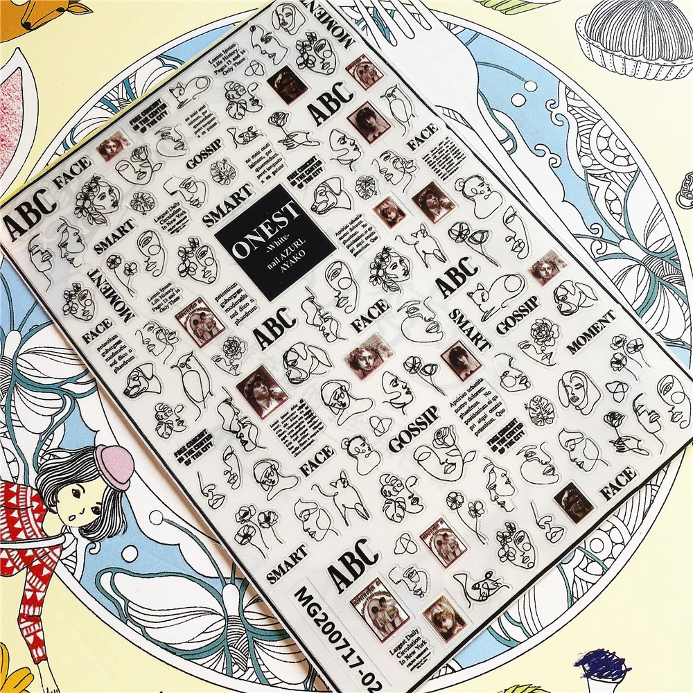 

MG200717-02 MG191012-04 Abstract female 3D Back glue Nail Art Stickers Decals Sliders Nail ornament decoration