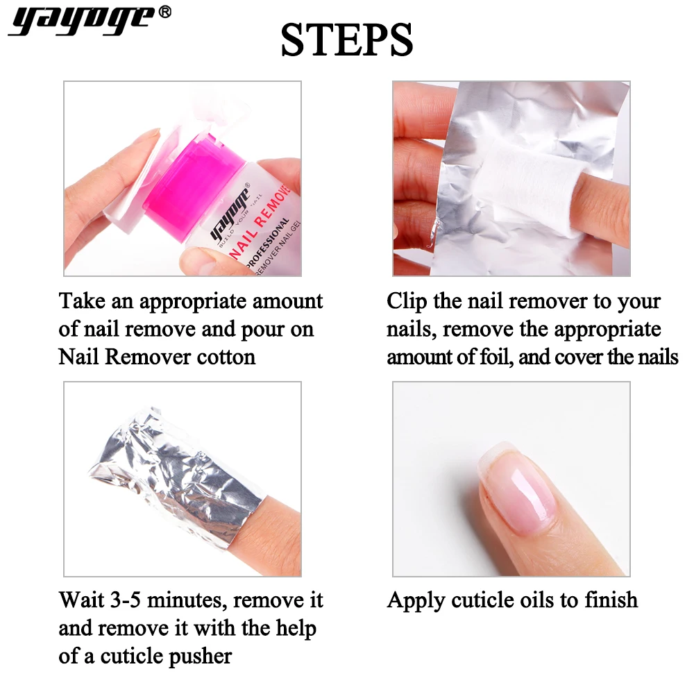 Yayoge Фольга для удаления ногтей Обертывания с ацетоном дизайн замочить акриловый