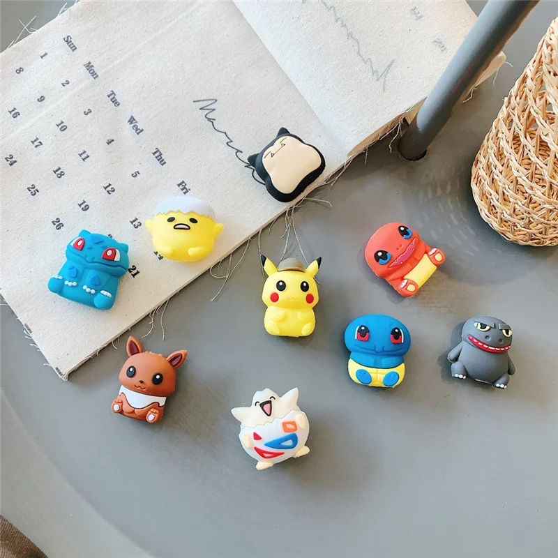 cartoon pokemon data cable protective sleeve for phone pikachu jenny turtle toy usb charger silicone protective accessories free global shipping
