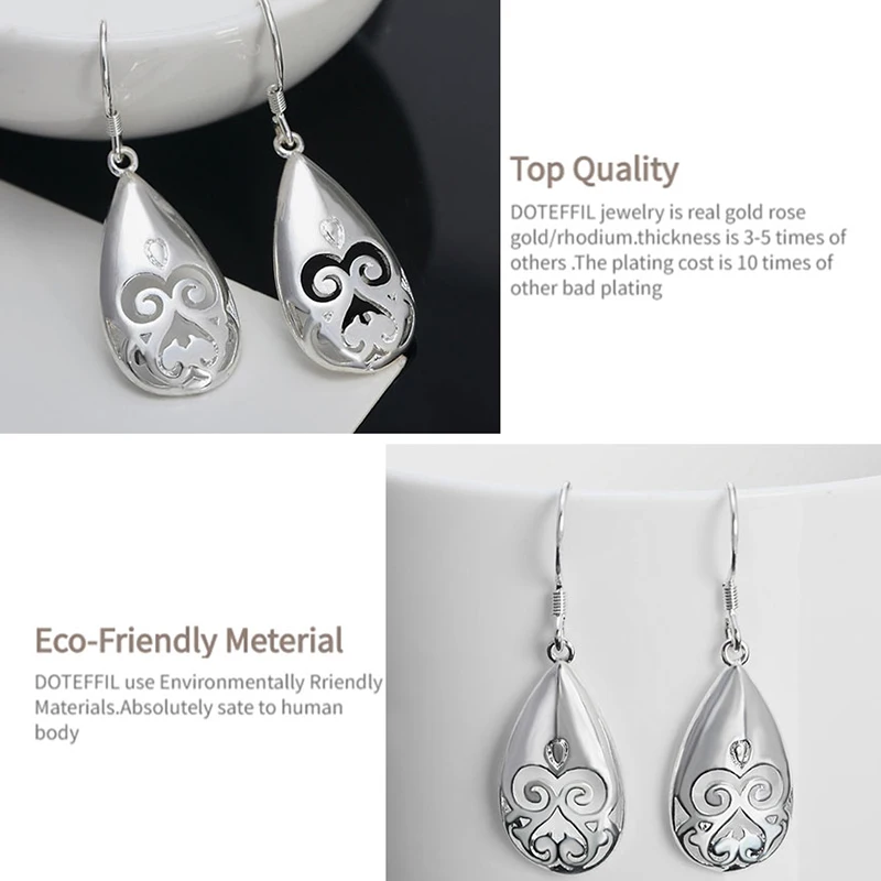 

DOTEFFIL 925 Sterling Silver Grimace Water Droplets / Raindrops Earring For Women Wedding Engagement Halloween Party Jewelry