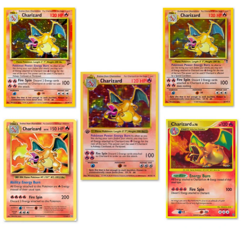 

5Pcs Pokemon Ptcg Cards First Edition Charizard DIY Reproduction Replica Game Collection Anime Cards Children Gift Toys